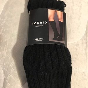 Cable Fold Over Knee High Socks